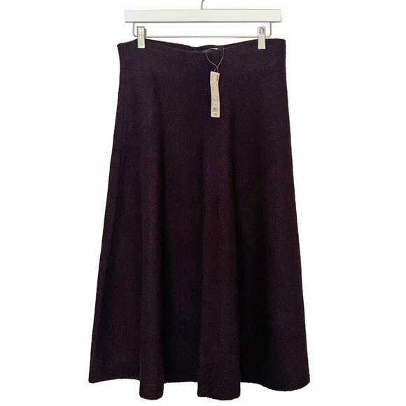 Uniqlo Wine Purple Wool Blend Felted A-Line Midi Skirt - Size L - NWT - Picture 2 of 5